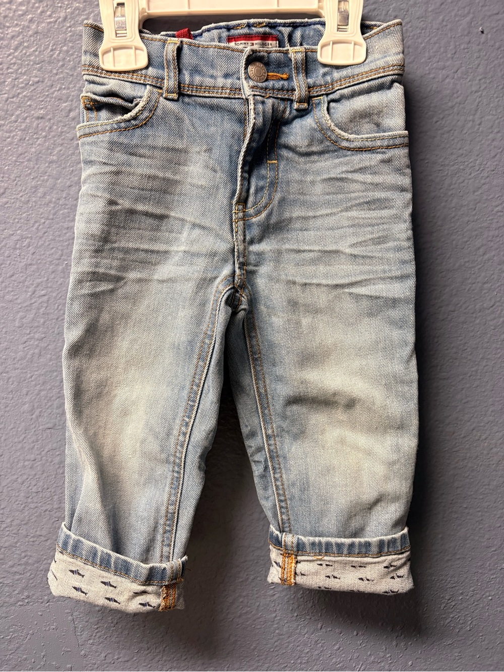 Tommy Hilfiger Light Blue Kids Denim Jeans with Cuffed Hem
